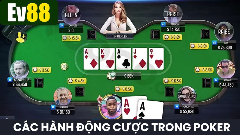 Các hành động được sử dụng khi chơi Poker online