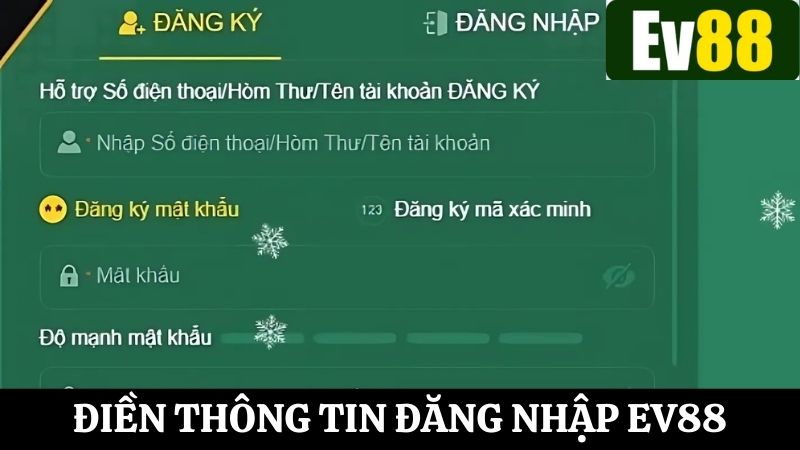 Điền tài khoản đã đăng ký trước đó để đăng nhập vào nhà cái